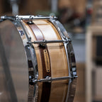 Stave Maple Snare - 14 x 6.25 - Natural Craved Shell / Mahogany Inlay