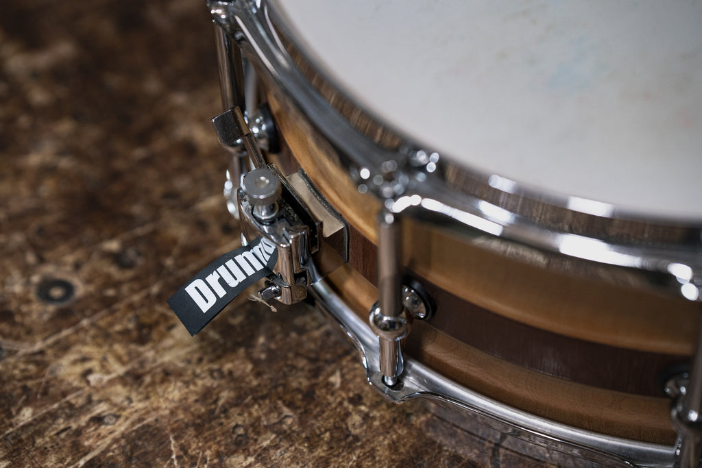 Stave Maple Snare - 14 x 6.25 - Natural Craved Shell / Mahogany Inlay