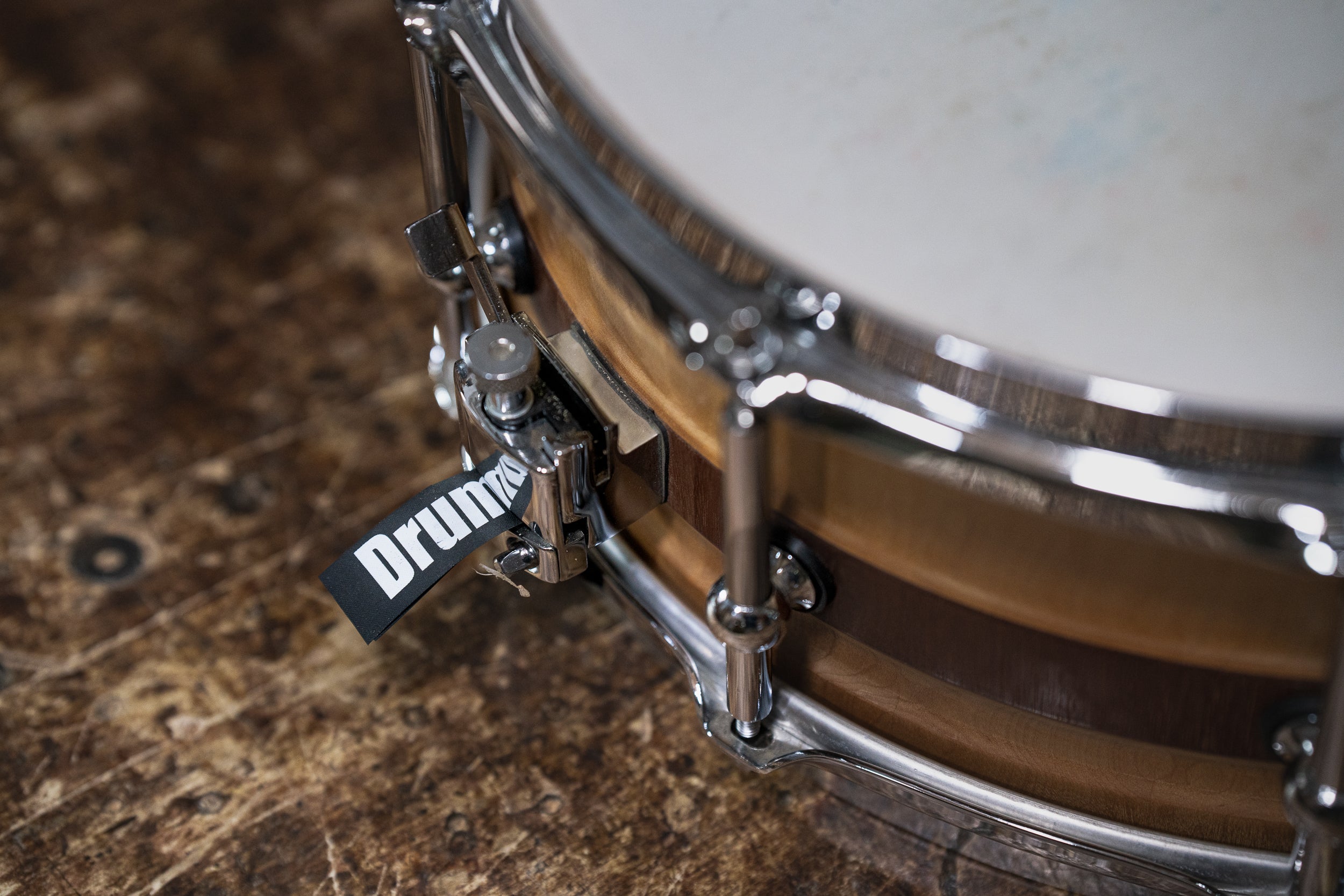 Stave Maple Snare - 14 x 6.25 - Natural Craved Shell / Mahogany Inlay